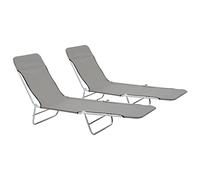 BOWEKAM Home & Garden - Lettini pieghevoli in acciaio e tessuto, 2 pezzi, colore: Grigio