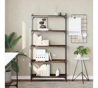 BOWEKAM Home & Garden-Libreria a 5 ripiani in rovere fumato, 80 x 30 x 154 cm