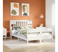 BOWEKAM Home & Garden-Libreria Letto Senza Materasso Bianco 140x190cm Legno Massello Pino Scelta Mobili