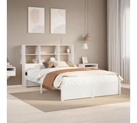 BOWEKAM Home & Garden-Libreria Letto Senza Materasso Bianco 160x200cm Legno Massello Pino Scelta Mobili