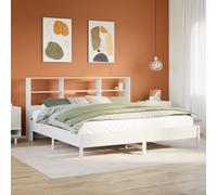 BOWEKAM Home & Garden-Libreria Letto Senza Materasso Bianco 180x200 cm Super King Legno Massello Pino Scelta Mobili