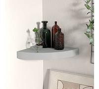 BOWEKAM Home & Garden - Mensola angolare a scomparsa, in MDF, 25 x 25 x 3,8 cm, colore: Grigio