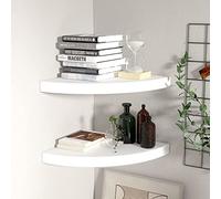 BOWEKAM Home & Garden - Mensole angolari a scomparsa, 2 pezzi, 35 x 35 x 3,8 cm, in MDF, colore: bianco