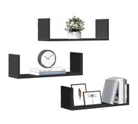 BOWEKAM Home & Garden-Mensole da Parete 3 pz Nero 58x18x18 cm Legno Ingegnerizzato - Scelta