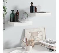 BOWEKAM Home & Garden - Mensole da parete a sospensione, 2 pezzi, 23 x 23,5 x 3,8 cm, in MDF, colore: Bianco lucido