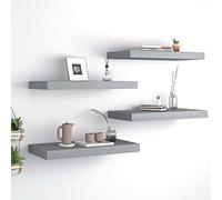 BOWEKAM Home & Garden - Mensole da parete a sospensione, 4 pezzi, 50 x 23 x 3,8 cm, in MDF, colore: Grigio