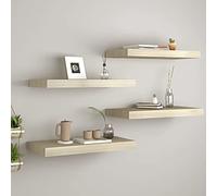 BOWEKAM Home & Garden - Mensole da parete in legno di quercia, 50 x 23 x 3,8 cm, 4 pezzi