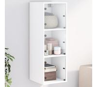 BOWEKAM Home & Garden - Mobile pensile con ante in vetro, bianco, 35 x 37 x 100 cm