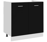 BOWEKAM Home & Garden - Mobile sottolavello nero 80 x 46 x 81,5 cm, in legno ingegnerizzato a scelta