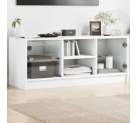 BOWEKAM Home & Garden - Mobile TV con ante in vetro, 102 x 37 x 42 cm, colore: Bianco