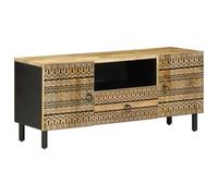 BOWEKAM Home & Garden-Mobile TV Nero 105x33.5x46 cm Legno massello grezzo Mango-Mobili Scelta