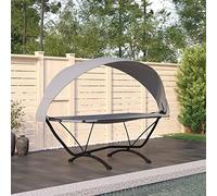 BOWEKAM Home & Garden-Outdoor Lounge Bed con baldacchino in acciaio grigio e tessuto Oxford-scelta