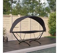 BOWEKAM Home & Garden-Outdoor Lounge Bed con baldacchino in acciaio nero e tessuto Oxford-scelta