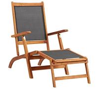 BOWEKAM Home & Garden-Outdoor Sedia a sdraio in legno massello di acacia e textilene-mobili scelta