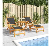 BOWEKAM Home & Garden-Outdoor Sedie a sdraio con tavolo in legno massello di acacia e textilene-mobili scelta
