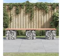 BOWEKAM Home & Garden - Panchina da giardino in legno massello, 203 x 44 x 42 cm, motivo: gabbione