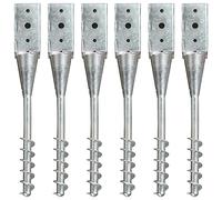 BOWEKAM Home & Garden - Picchetti da terra in acciaio zincato, 6 pezzi, 7 x 7 x 56 cm, colore: Argento