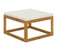 BOWEKAM Home & Garden - Poggiapiedi con cuscino bianco crema in legno massello di acacia