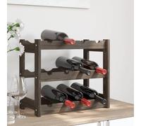BOWEKAM Home & Garden - Portabottiglie per 12 bottiglie, in legno massello di pino, colore: Grigio