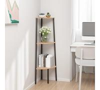 BOWEKAM Home & Garden - Scaffale angolare a 3 ripiani, 45,5 x 31,5 x 120 cm, colore: Marrone chiaro e Nero