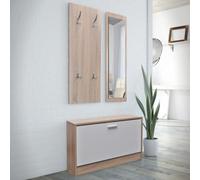 BOWEKAM Home & Garden - Scarpiera 3 in 1 in legno di quercia e bianco, a scelta