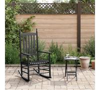 BOWEKAM Home & Garden Sedia a dondolo con tavolo pieghevole, nero, in legno massiccio, mobili in pioppo scelta
