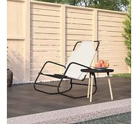 BOWEKAM Home & Garden - Sedia a dondolo in acciaio e textilene, colore: Crema