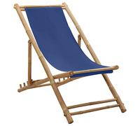 BOWEKAM Home & Garden - Sedia a sdraio in bambù e tela, colore: blu navy