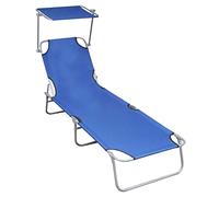 BOWEKAM Home & Garden - Sedia a sdraio pieghevole con baldacchino, in alluminio, colore: Blu