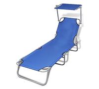 BOWEKAM Home & Garden - Sedia a sdraio pieghevole con tettuccio in acciaio e tessuto, colore: Blu