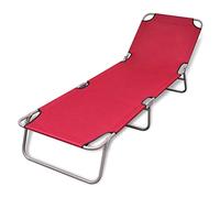 BOWEKAM Home & Garden - Sedia a sdraio pieghevole in acciaio verniciato a polvere, colore: rosso