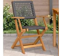 BOWEKAM Home & Garden-Sedie da Giardino 2 pezzi Nero Legno massello Acacia e Poly Rattan-F. Scelta