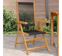 BOWEKAM Home & Garden-Sedie da Giardino 2 pz Nero Legno Massello Acacia e Polipropilene-Mobili Scelta
