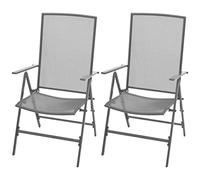 BOWEKAM Home & Garden - Sedie da giardino impilabili, 2 pezzi, in acciaio, colore: grigio
