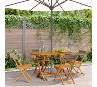 BOWEKAM Home & Garden - Sedie da giardino pieghevoli in legno massello di acacia, 4 pezzi, colore: grigio