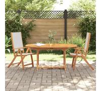 BOWEKAM Home & Garden - Sedie da giardino pieghevoli in legno massello di acacia e textilene, 2 pezzi
