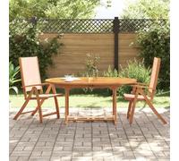 BOWEKAM Home & Garden - Sedie da giardino pieghevoli in legno massello di acacia e textilene, 2 pezzi