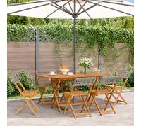 BOWEKAM Home & Garden - Sedie da giardino pieghevoli in rattan e legno massello, 6 pezzi, colore: Grigio