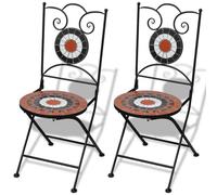 BOWEKAM Home & Garden - Sedie pieghevoli da bistrot 2 pezzi in ceramica terracotta e bianco-scelta di mobili