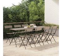 BOWEKAM Home & Garden - Sedie pieghevoli da bistrot 8 pezzi, in polyrattan grigio e acciaio