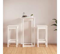BOWEKAM Home & Garden - Set da bar in legno massello bianco, 3 pezzi