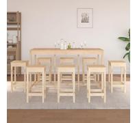BOWEKAM Home & Garden - Set da bar in legno massello di pino, 9 pezzi