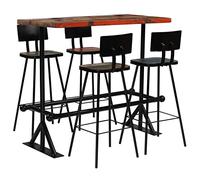 BOWEKAM Home & Garden - Set da bar in legno massiccio di recupero, 5 pezzi, multicolore