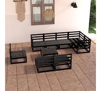 BOWEKAM Home & Garden - Set da giardino in legno di pino massiccio, 9 pezzi, colore: Nero