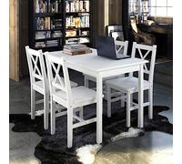BOWEKAM Home & Garden - Set da pranzo da 5 pezzi, colore: bianco