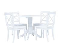 BOWEKAM Home & Garden - Set da pranzo in legno massello di gomma, 5 pezzi, colore: bianco