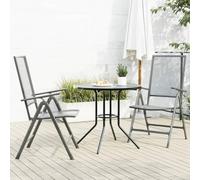 BOWEKAM Home & Garden - Set di 3 sedie da giardino reclinabili, in acciaio verniciato a polvere, colore: antracite