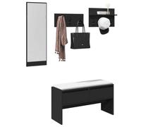 BOWEKAM Home & Garden - Set di 4 mobili per corridoio, in legno ingegnerizzato, colore: Nero