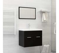 BOWEKAM Home & Garden - Set di mobili da bagno in legno ingegnerizzato, 2 pezzi, colore: Nero