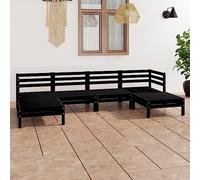 BOWEKAM Home & Garden - Set di mobili da giardino in legno massello di pino, 6 pezzi, colore: Nero
